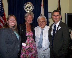 NBCTs Ashley Alcala, Leslee Milch, and David B. Cohen, with Congressman Mike Honda (CA-15), 7/28/11.