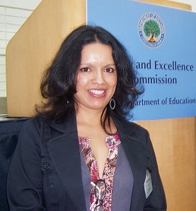 Martha Infante preparing to speak to the USDOE Equity and Excellence Commission, ( San Jose, CA; 4/21/11)